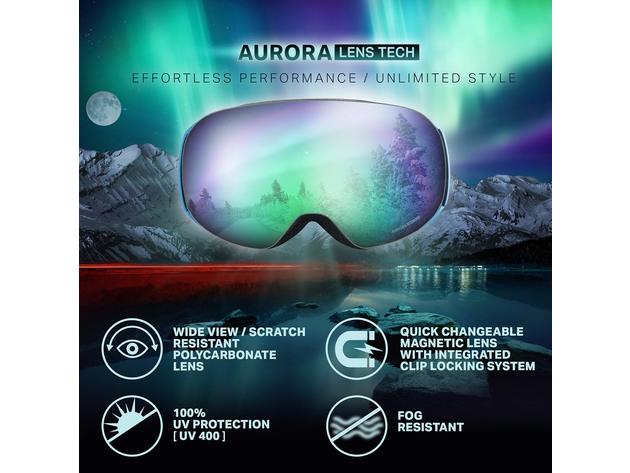 WildHorn Outfitters Adult Roca Ski/Snowboard Goggles Stealth/Jet Black Clip Lock (Refurbished, Open Retail Box)