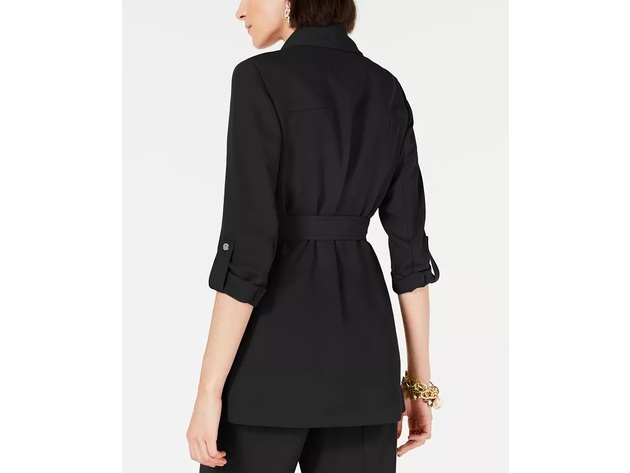 Bar III Women's Shawl-Collar Belted Blazer Black Size Small