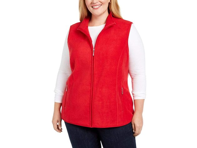 red plus size vest