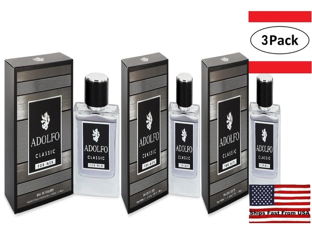 3 Pack Adolfo Classic by Francis Denney Eau De Toilette Spray 3.4 oz for Men