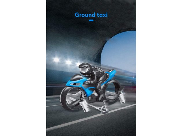 2 in 1 Ground and Air Flying Motorcycle Aerial Camera Remote Control Four Axis Drone Blue