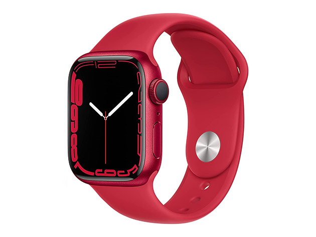 Apple Watch Series 7 (2021) Aluminum With Silicone Band - 45mm/Red (Refurbished Grade A: GPS + Cellular)