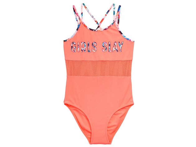 Ideology Big Girls 1-Pc. Girls Slay Swimsuit Neon Size Small (7/8)