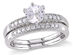 Created White Sapphire 1.0 Carat (ctw) with Diamond 1/3 Carat (ctw) Bridal Wedding Set Engagement Ring 10K White Gold - 5