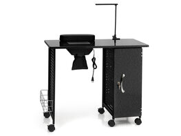Costway  Manicure Nail Table Steel Frame Beauty Spa Salon Workstation w/ Drawers - Black