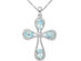 1.10 Carat (ctw) Natural Aquamarine Cross Pendant Necklace with Chain in Sterling Silver