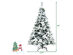 Costway 5ft Snow Flocked Hinged Christmas Tree w/ Berries & Poinsettia Flowers - White