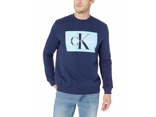 Monogram 2 Blue Size Extra Klein StackSocial Men\'s Neck Logo Large Sweatshirt Calvin | Crew