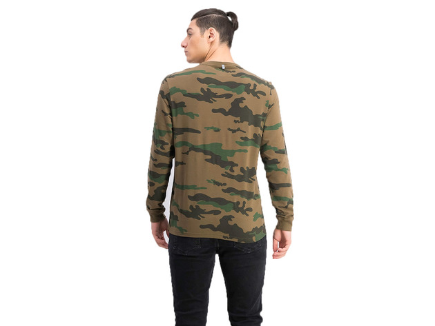 Ideology Men's Exploded Camo Long-Sleeve T-Shirt Green Size Large