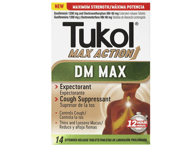 Tukol Max Action, Maximum Strength Medicine to Control Cough and Thin and Loosen Mucus, 14.0 Tablets