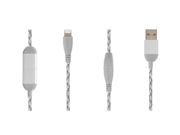 WRAPS Wearable Charge & Sync MFi Lightning Cable (Snow Grey)