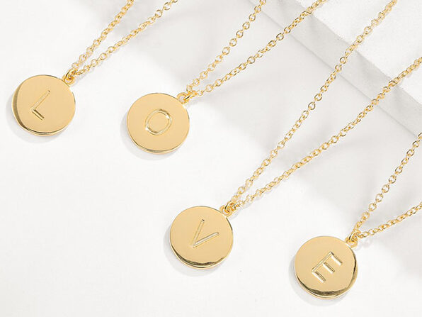 18K Gold Plated Smooth Disc Initial Necklace Letter L The YouFact Shop