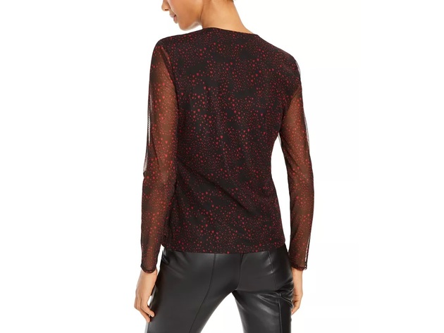 INC International Concepts Women's Ruffled Surplice Printed Top  Black Size Extra Small