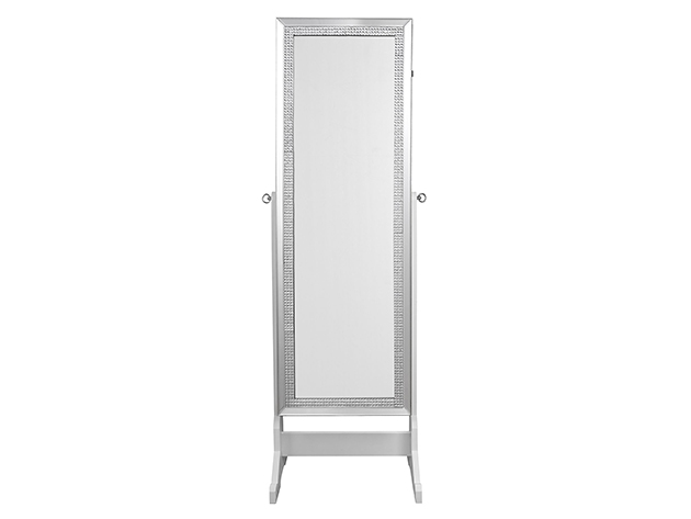 Sparkle Cheval Mirror Jewelry Armoire (Pristine White)