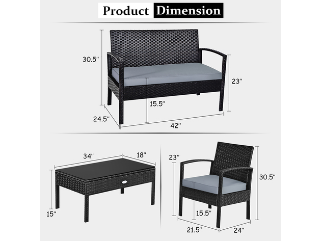 Costway 8 Piece Patio Rattan Furniture Set Garden Deck