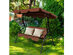 Costway 3 Seat Patio Canopy Swing Glider Hammock Cushioned Steel Frame Backyard Coffee - Coffee