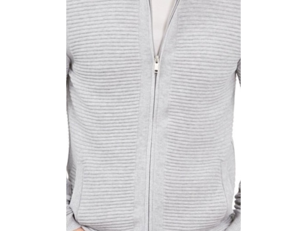 Alfani Men's Textured Zip-Front Cardigan Sweater Grey Size Extra Large