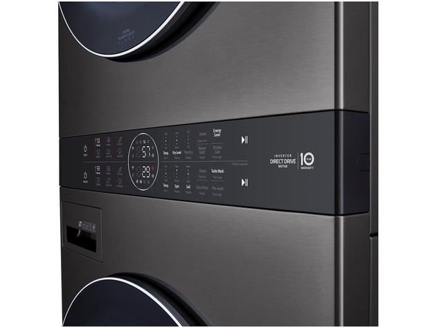 LG WKEX200HBA Single Unit Front Load Black Steel WashTower