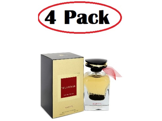4 Pack of Bella Rouge by Riiffs Eau De Parfum Spray (Unisex) 3.4 oz
