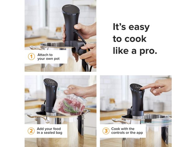 Anova Culinary AN500-US00 Sous Vide Precision Cooker, 1000W, Black & Silver (New)