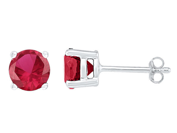 Details about   14K White Gold FN 2 Ct Round Cut Gorgeous Red Ruby Solitaire Stud Earrings