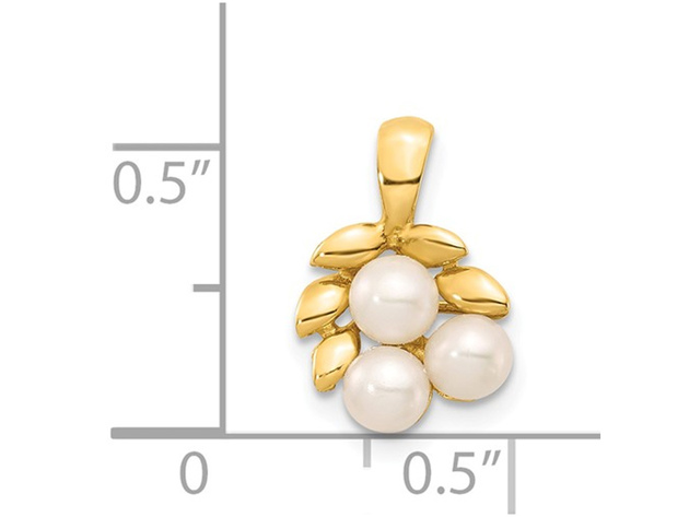 White Freshwater Cultured Pearl 3-4mm Pendant Necklace in 14K Yellow Gold with Chain