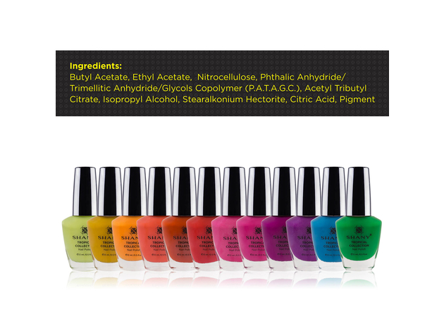 SHANY Cosmetics Nail Polish Set - 12 Gorgeous Semi Glossy and Shimmery Finishes with Quick-Dry and Chip-resistant Formulation - TROPICAL