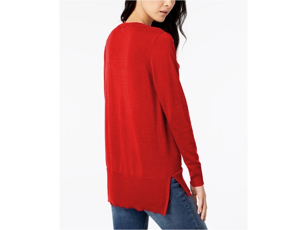 Maison Jules Women s V Neck Tunic Sweater Red Size Extra Large StackSocial