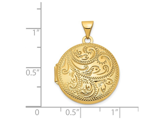 14K Yellow Gold Round Locket Pendant Necklace with Chain