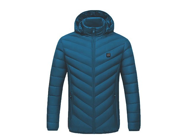 CALDO-X Heated Jacket with Detachable Hood (Denim/Small, Requires Power Bank)