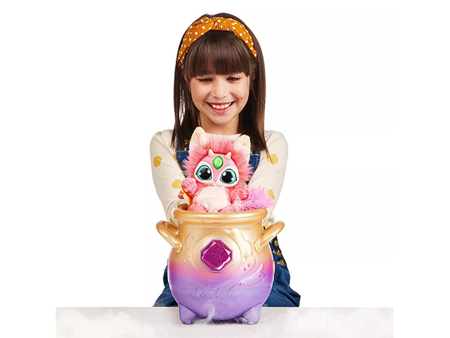 Magical Misting Cauldron with Interactive 8" Plush Toy (Pink)
