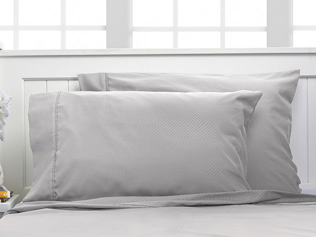 Bamboo 4-Piece Chevron Embossed Sheets (Silver/King)