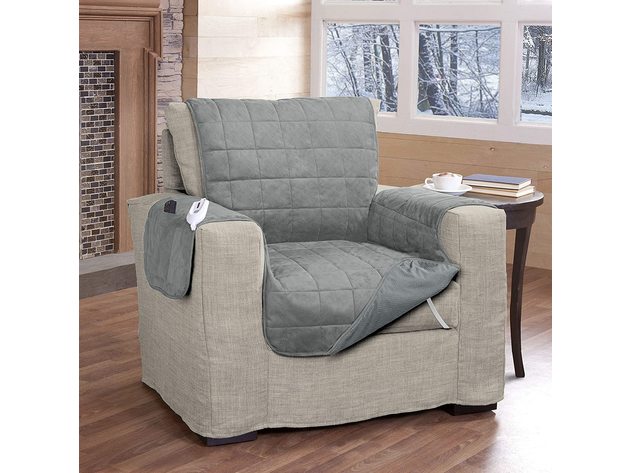 Serta Microsuede Electric Warming Furniture Protector Easy Care Chair Protector 