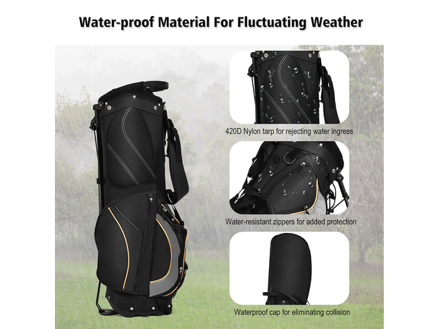 9'' Golf Stand Bag Club 8 Way Divider Carry Organizer Pockets Storage Black New - Black