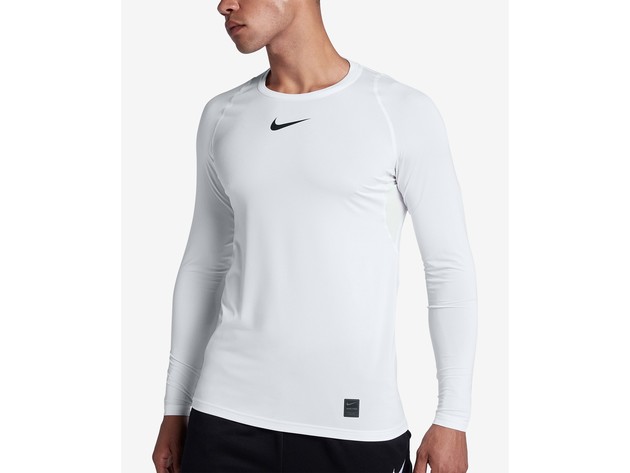 Nike Men's Pro Fitted Long Sleeve Training Shirt White Size Extra Large