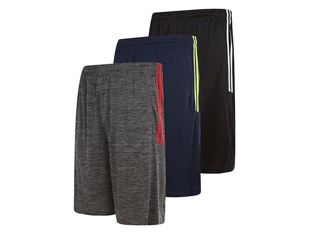 Athletic Shorts for Men with Pockets (3-Pack, Set D/Large)
