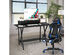 Goplus Gaming Computer Desk&Massage Gaming Chair Set w/Monitor Shelf Power Strip White\Blue\ Grey\Red - Black(Desk)+Blue(Chair)