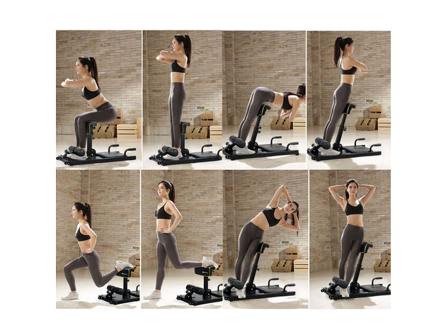 Gpolus 8-in-1 Multifunction Squat Machine Deep Sissy Squat Home Gym Fitness Ab Trainer Black