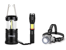 ZeroDark 3-Piece Tactical Set: Flashlight, Lantern & Headlamp
