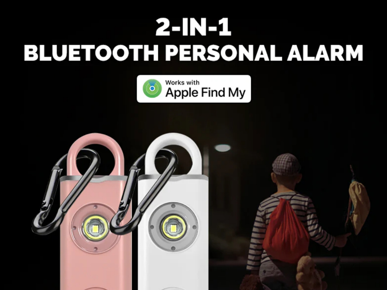 2-in-1 Personal Safety Alarm with Apple Find My Smart Tracking (White/2-Pack)