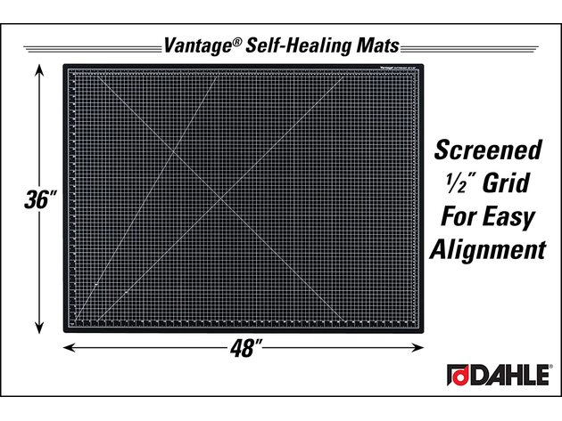 Dahle Vantage 10674 Self-Healing Cutting Mat, 36"x48", 1/2" Grid, Black (Used, Damaged Retail Box)