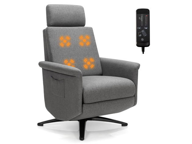 Costway Massage Recliner Chair Vibrating Sofa w/ Remote Control&Adjustable Headrest Grey