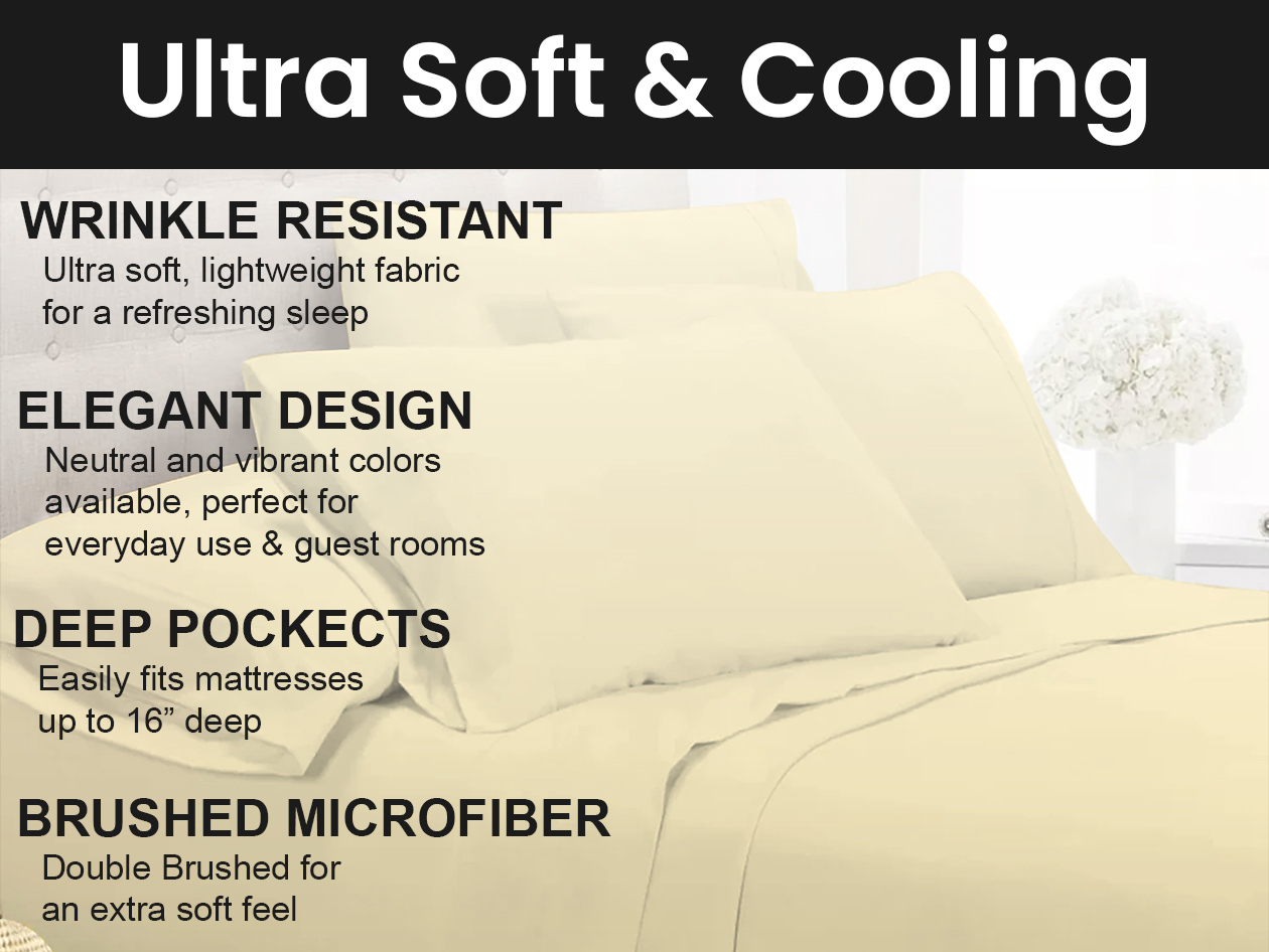 Super-Soft 1800 Series Bamboo Blend 3-Piece Sheet Set (Cream/Twin)