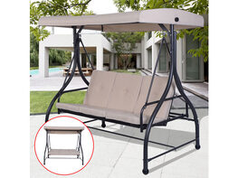 Costway Converting Outdoor Swing Canopy Hammock 3 Seats Patio Deck Furniture Beige