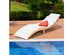 Costway 2 PCS Folding Wooden Lounge Chair Chaise W/ Cushions  Pool Deck 