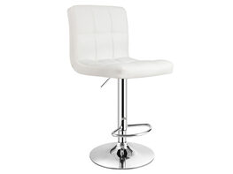 Costway Adjustable Armless Bar Stool Swivel Kitchen Counter Bar Chair PU Leather - White