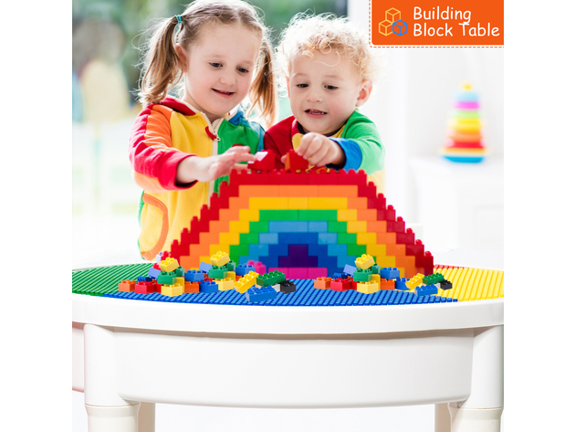 Costway 3 In 1 Kids Activity Table Set Water Craft Building Brick Table - Multicolor