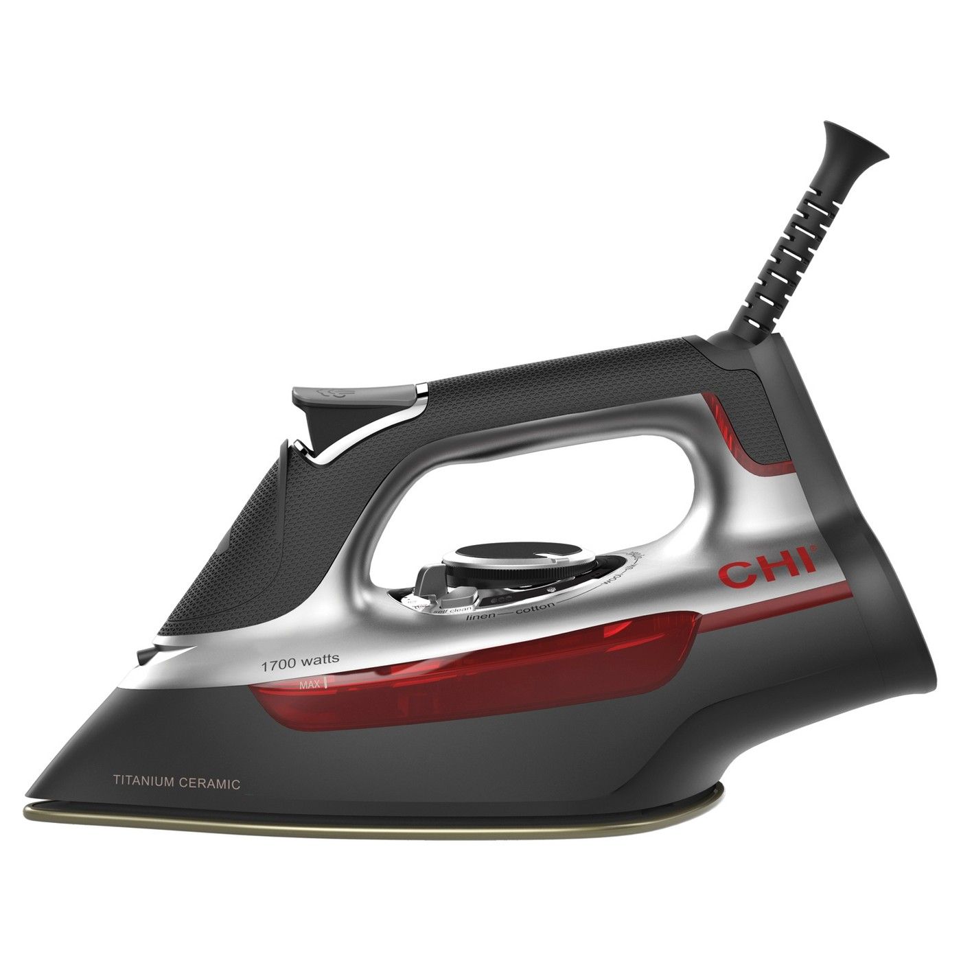 CHI 13101 Professional Steam Iron with Titanium Infused Ceramic Soleplate, Silver Gray (New Open Box)