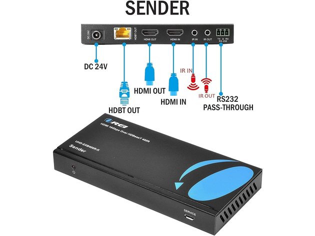 OREI HDBaseT 4K 60Hz HDMI Extender over Cat5e / 6 Ethernet LAN Cable - Up to 400ft - IR, CEC, RS-232, PoC