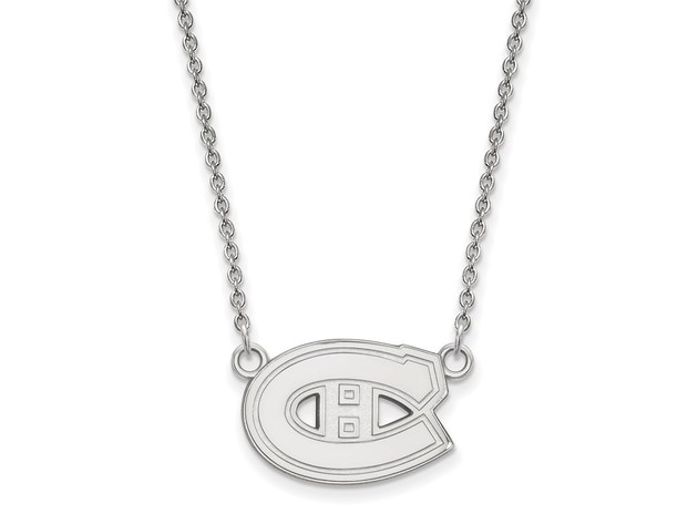 14k White Gold NHL Montreal Canadiens Small Necklace, 18 Inch